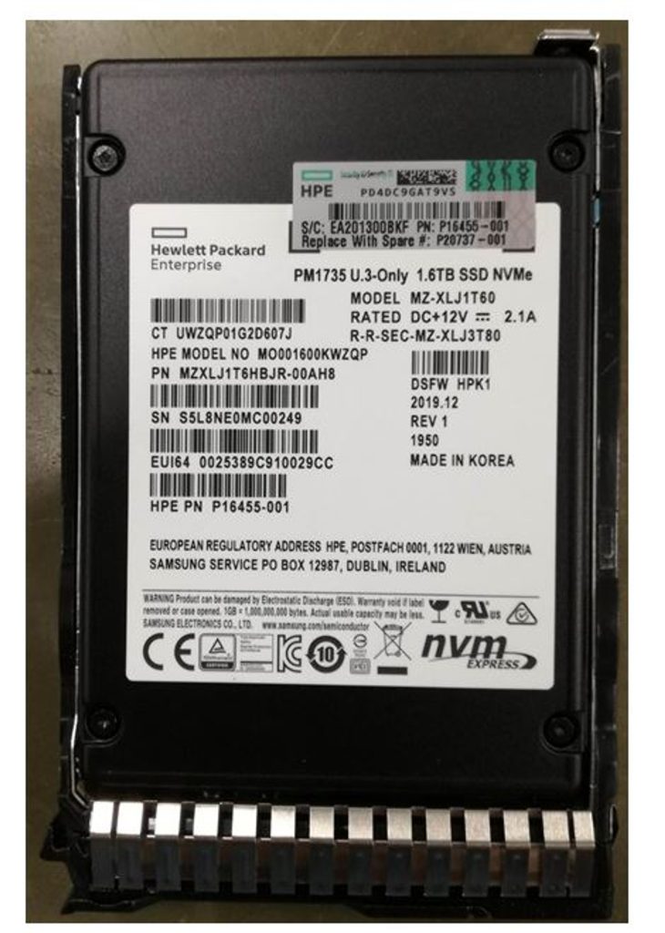 HPE 1.6TB NVMe MU SFF BC MV SSD